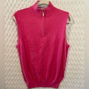 Peter Millar Quarter Zip Cashmere Blend Pull Over Golf Vest, Pink, EUC, Size S